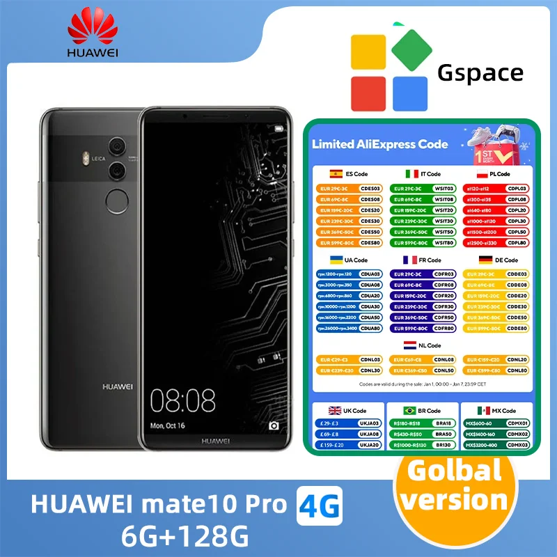 Huawei Mate10 Pro 4G SmartPhone CPU HiSilicon Kirin 970 Battery capacity 4000mAh 12MP Camera original used phone