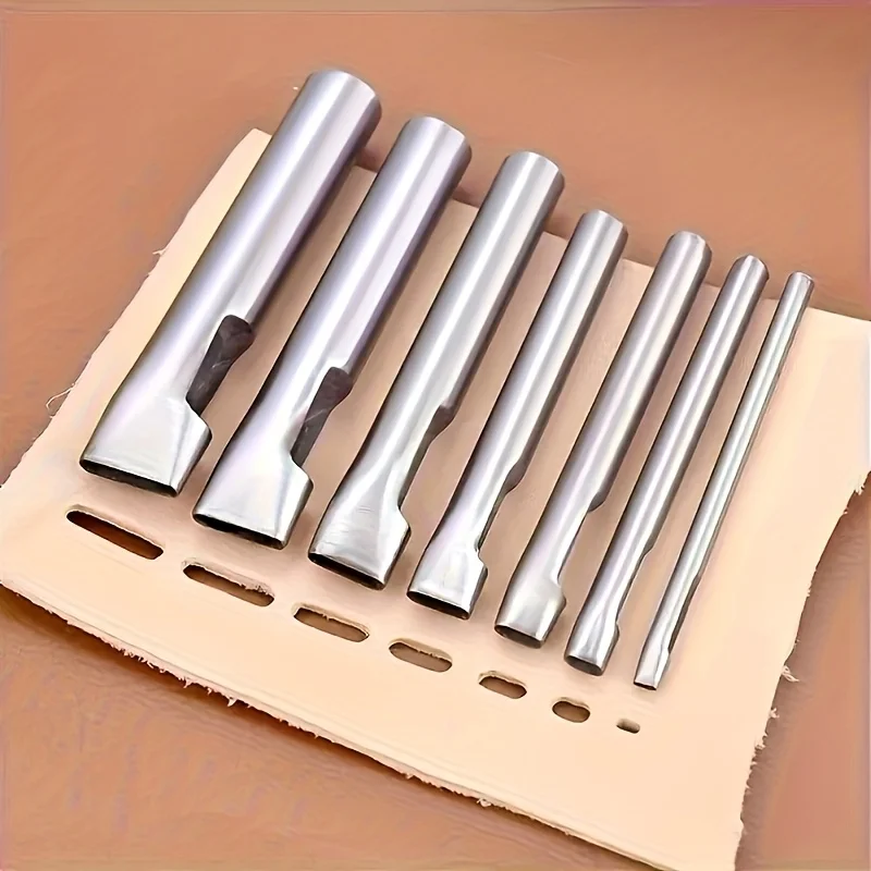 5 pieces oval leather perforator set, stainless steel, 1.5-9mm, suitable for DIY bags, shoes, belts - heavy-duty hand tool kit