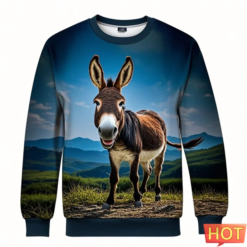 

Donkey 3D Print Cartoon Oversize Sweatshirts Fashion O-neck Outdoor Pullover Women Children Clothes New In Hoodies & Sweatshirts