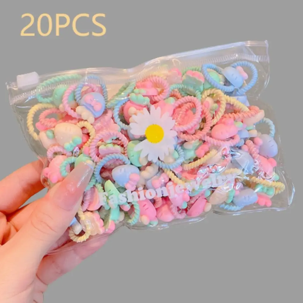 20pcs/set Kawaii Children's Rubber Bands Elastic Hair Ties Baby Hair Rope Scrunchie Hair Accessories Ponytail Holder Women