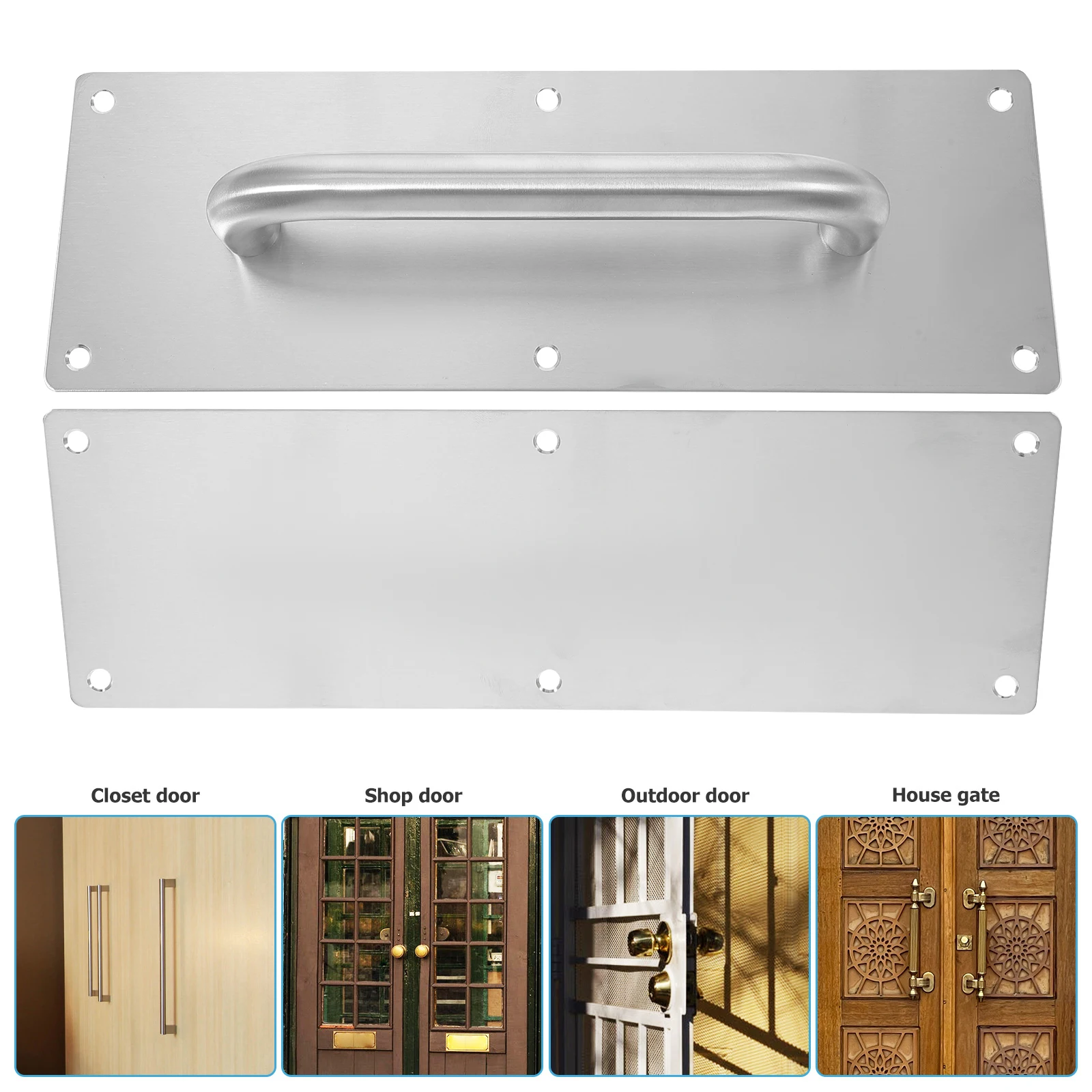 

Fire Door Handle Durable Stainless Steel Commercial Push Pull Handles Black Plate Shed Attic Door Accessory Wide Base
