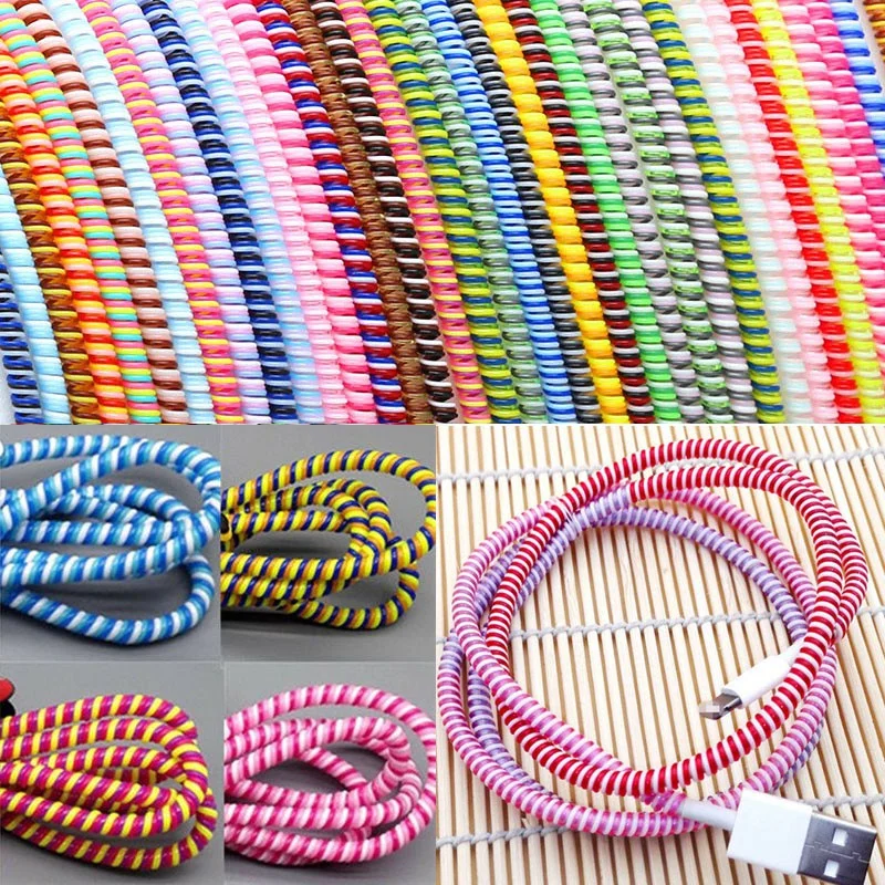 

1.4M/55 Inches 3 In 1 Spiral Cord Cable Protector Wire Cable Winder For Charger Cable Earphone Cable Wire