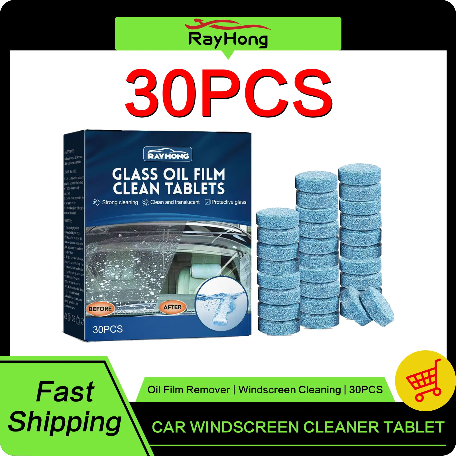 

Car Windscreen Cleaner Tablet Concentrated Washer Auto Wiper Glass Cleaning Oil Film Removal Rain Proof Auto Tablets Detergent