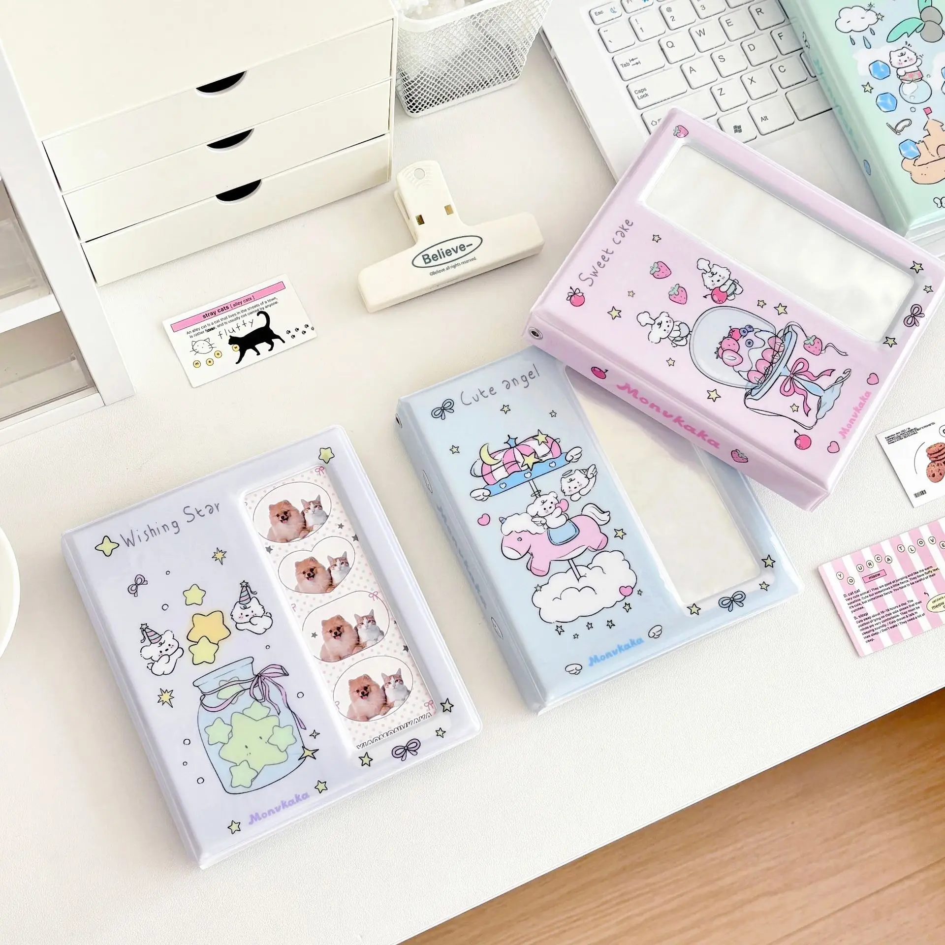 INS نمط لطيف الكرتون ألبوم صغير الحياة 4 قطع بطاقة تخزين كتاب بولارويد أربعة شبكة بطاقة الموثق حامل ملصق الصورة #3