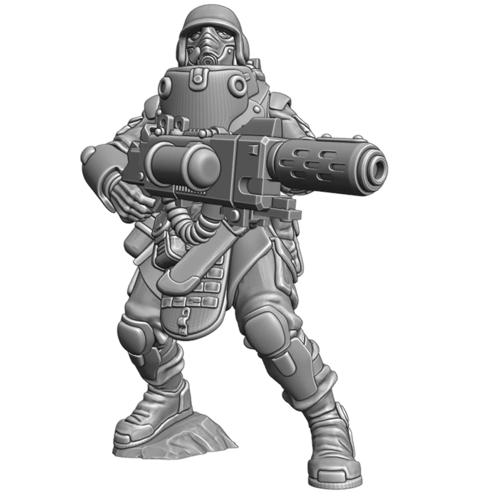 

55mm 3D Print Resin Model Statue Firearms Warrior Unpainted Model Kit Unassembled Gk Miniature Figures Tabletop Toy
