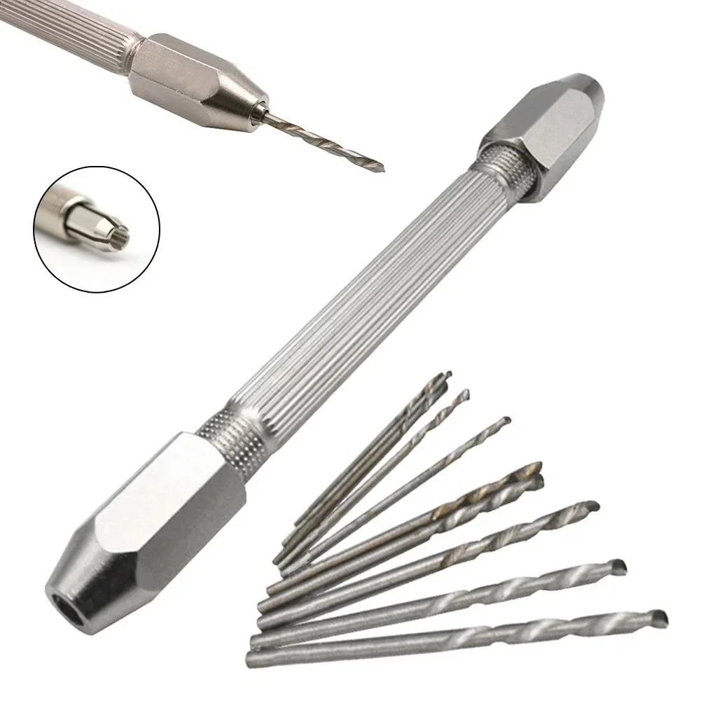 Copper Double End Pin Vise Hand Chuck + 10 Drill Bit Jewelry Watch Repair Maintain Tool For Plastic PCB Jewelry Hand Tools image 5