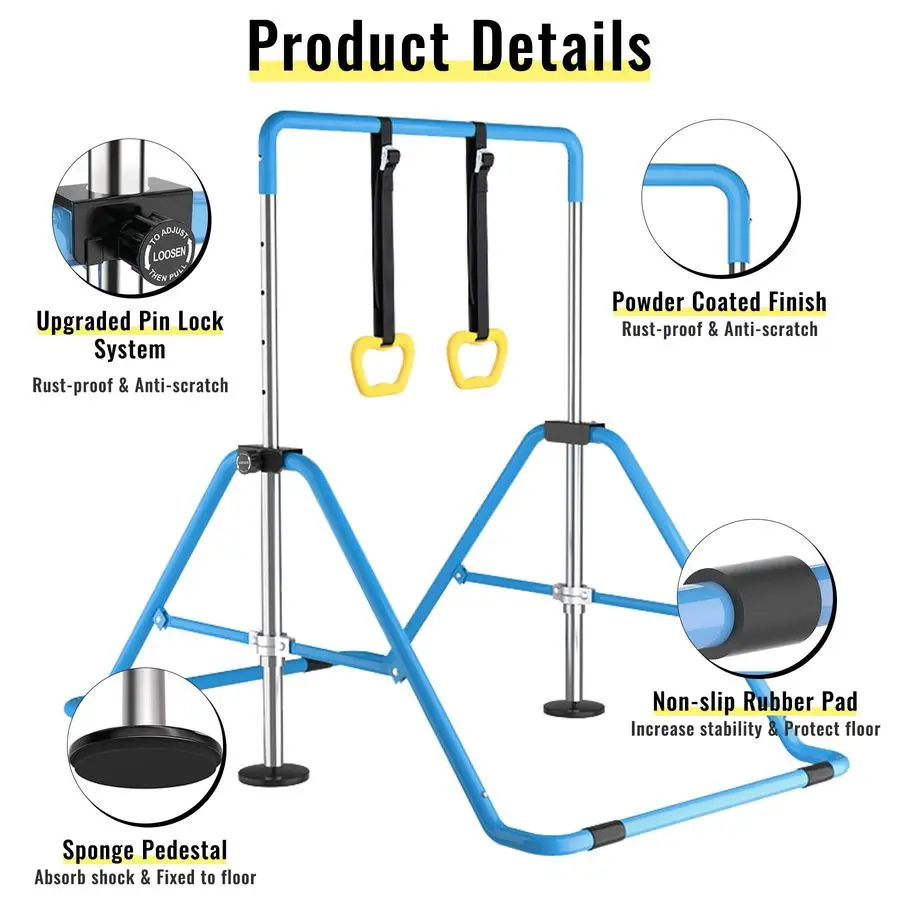 معدات الجمباز بار الجمباز للمنزل ارتفاع قابل للتعديل شريط تدريب الجمباز أشياء الجمباز للفتيات بعمر 37 عامًا #6