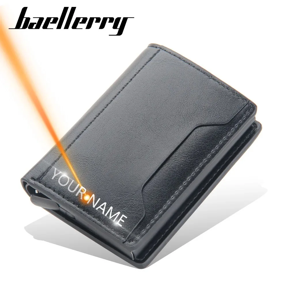 

2025 Rfid Men Card Wallets Free Name Customized Small Card Wallets Mini Wallet Qaulity Small Male Purses