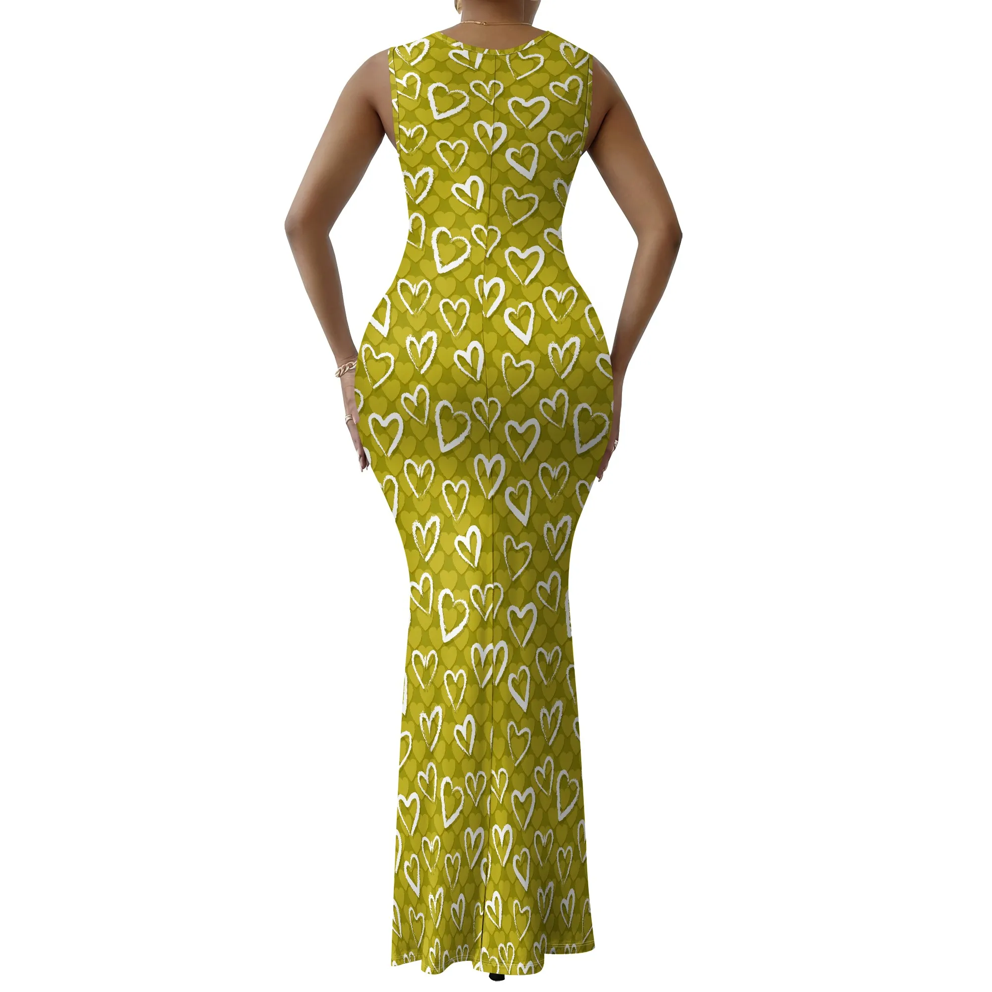 فستان حورية البحر للنساء مزود برقبة واسعة فستان ذيل السمكة XS-2XL نمط الحب لحفلات التخرج لم شمل الخريجين