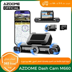 AZDOME Dash Cam M660 2.5K+3*1080P 4CH Car DVR GPS 5G Wifi Free 64GB Card Voice Control 24H Parking Monitor Super Night Visio