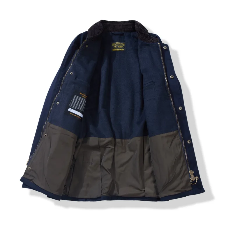 OKONKWO satin thick wool blend hunting jacket wax-free mid-length windbreaker BEAUFORT waist version