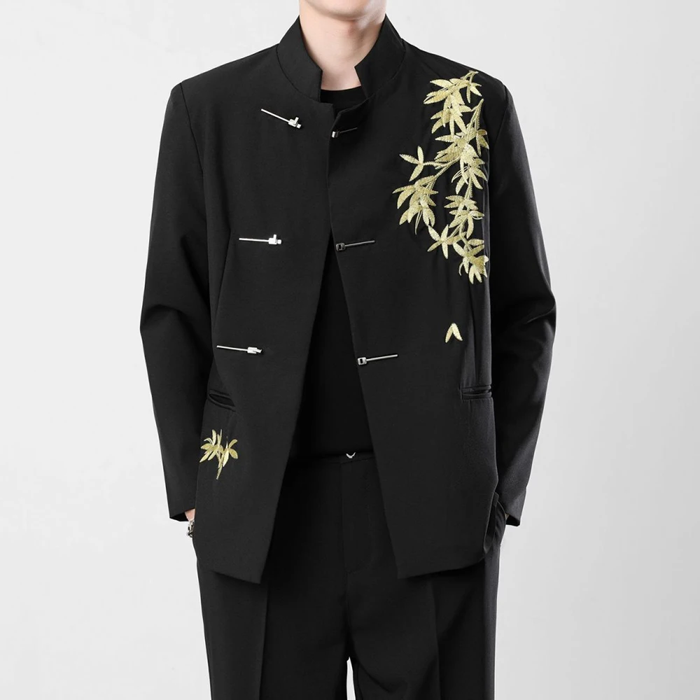 2026 Winter New Men's Long-Sleeved Suit Jacket Chinese Retro Fashion Trendy High Street Casual Loose Simple Niche Men's Top