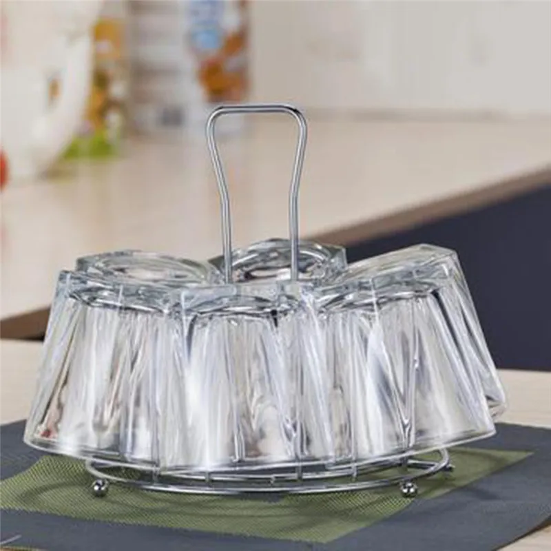 Stylish Mug Tree Iron Holder Coffee Cups Drain Organizer 6 Racks Stand Bottle Dish Drying Kitchen Living Room Accessory