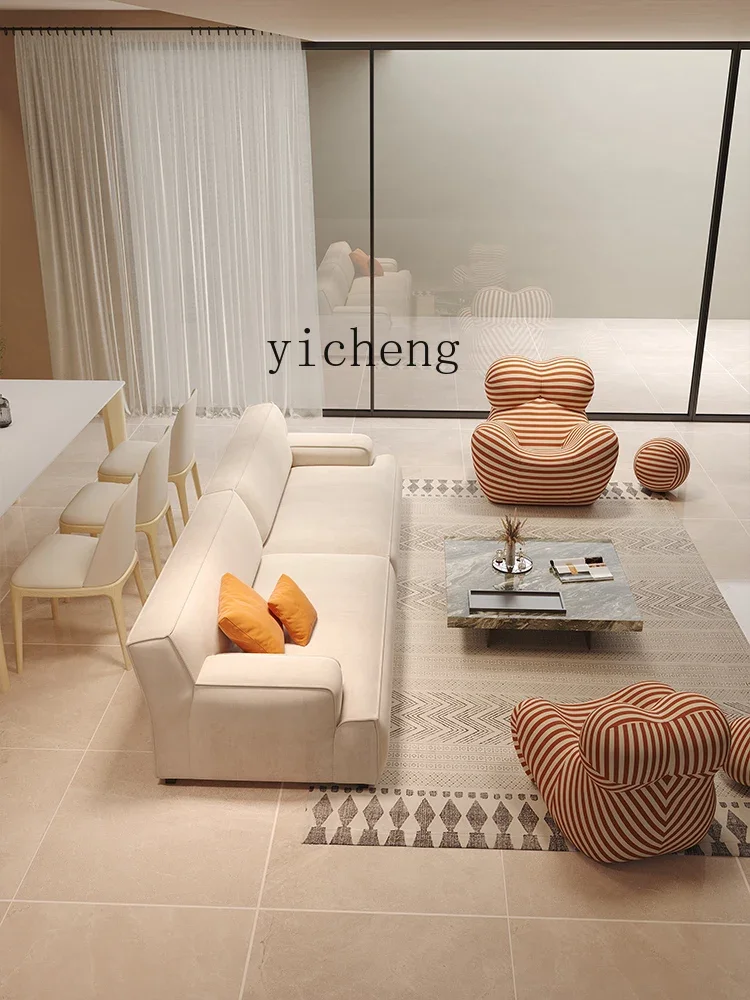 

TQH Leather Sofa Caesar Emery Fabric Minimalist Straight Row Sofa