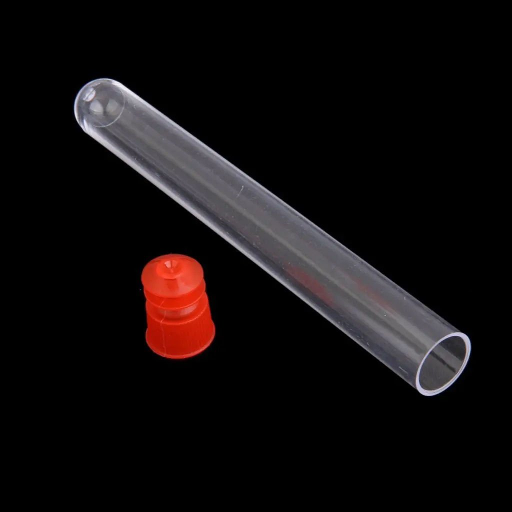 

20pcs 100*16Mm Red Plastic Test Tubes Non-Graduated Round Bottom Leakproof For Lab Chemical Resistant Disposable