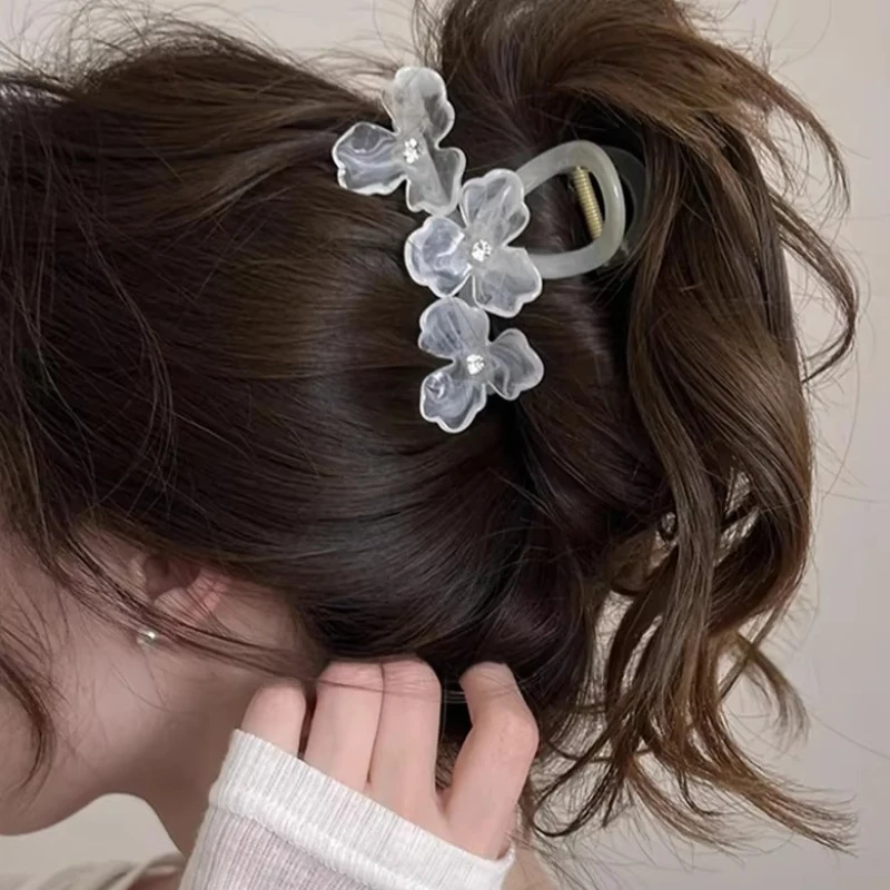 

Purple Flower Hair Clips Women Elegant Non-slip Ponytail Clip Simple Versatile Bow Shark Clip Headdress Hair Accessories Fashion