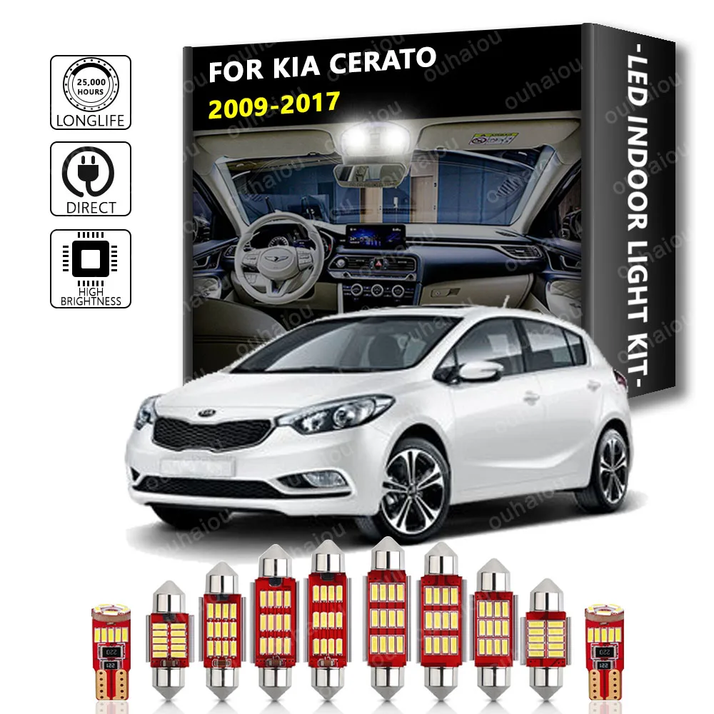 

10Pcs Canbus For KIA For Cerato 2009 2010 2011 2012 2013 To 2017 Vehicle LED Bulb Indoor Interior Dome Reading Light Kit
