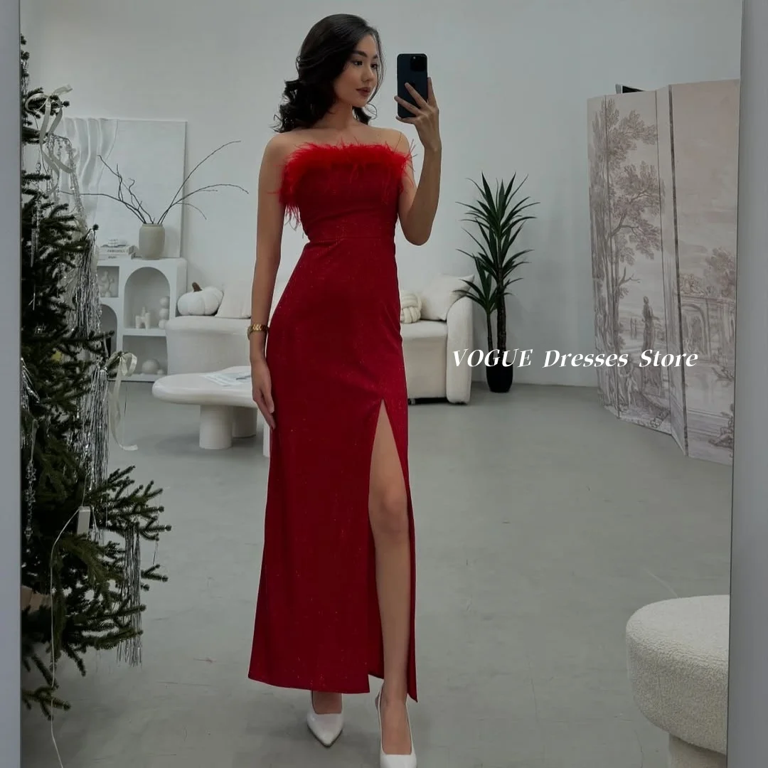 

Luxurious Feathers Mermaid Evening Dresses Saudi Arabia Sexy Slit Prom Dresses فساتين سهرة vestidos de fiesta Customized