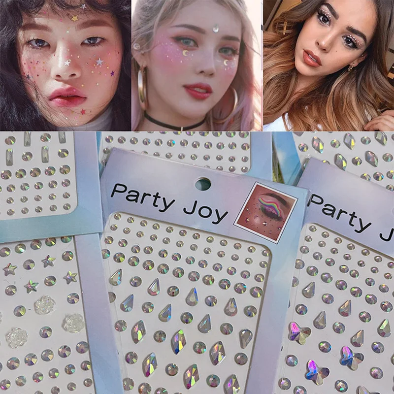 Diamond Makeup Eyeshadow Sticker Crystal Temporary Tattoo Sticker 3D Face Jewels Nail Stickers DIY Beauty Body Rhinestone Jewel