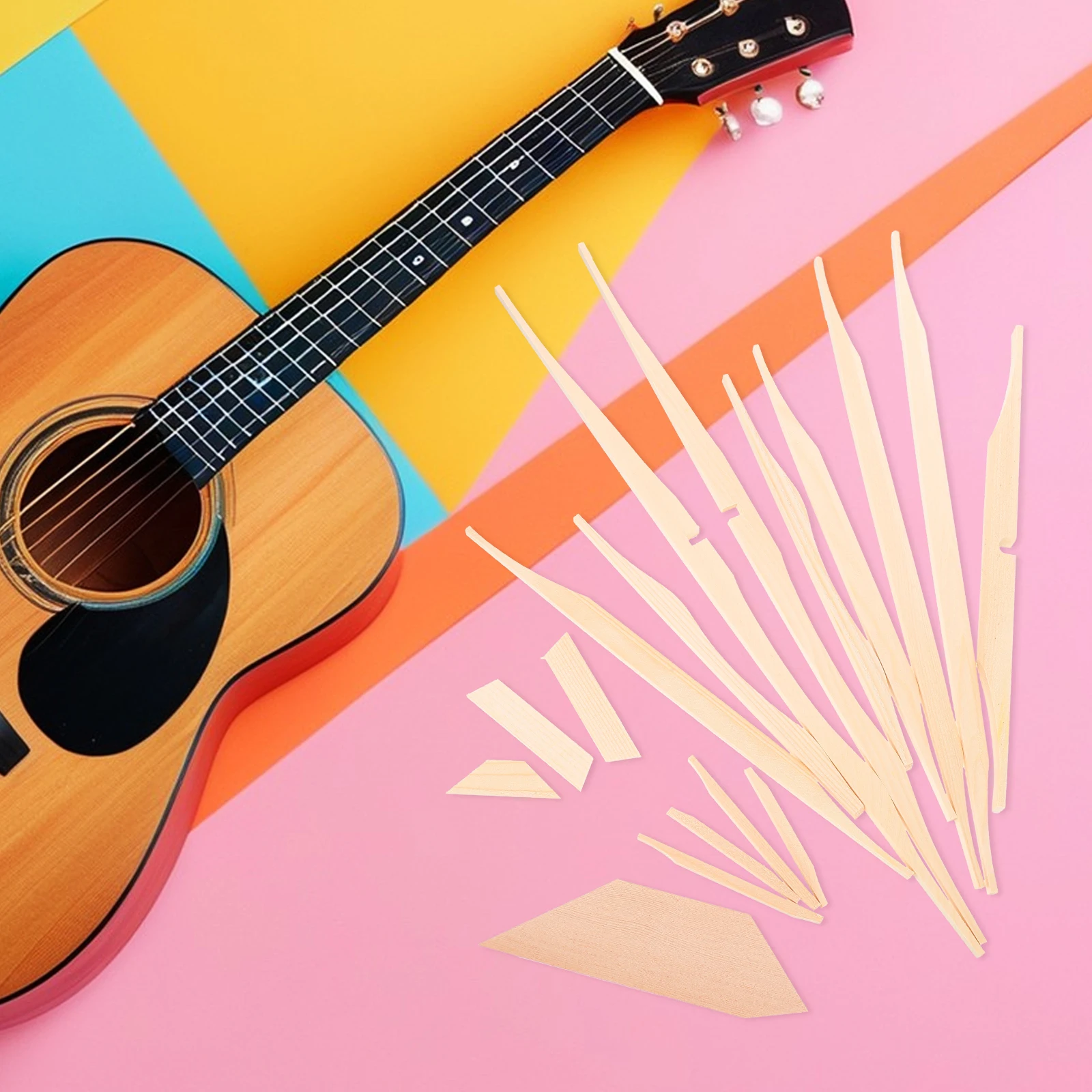 

17pcs Spruce Brace Wood Kit Acoustic Guitar Parts Beige Luthier DIY Smooth Surface Craftsmanship Guitar Accessories