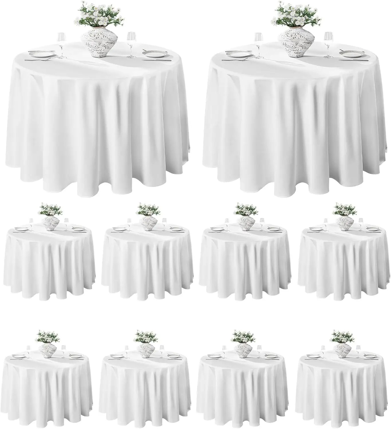 132inch 10pack Polyester Table Cloth, Stain Wrinkle Resistant Polyester Dining Table Cover for Kitchen Dinning Party Wedding Rec