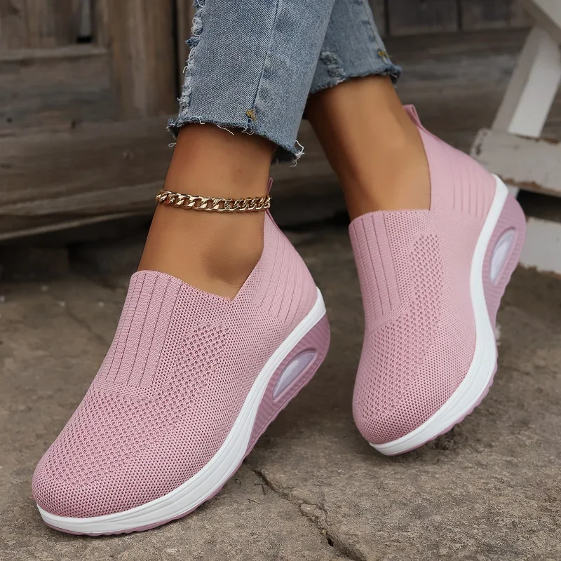 

Women Walking Shoes Air Cushion Non Slip Orthopedic Shoes Ladies Platform Mules Breathable Wedge Female Sneakers sneaker women