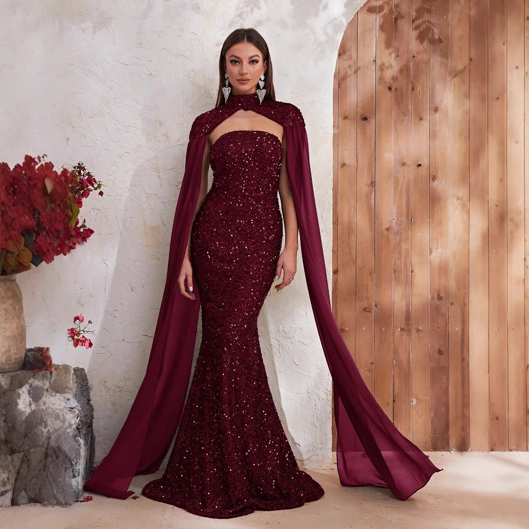 

Wedding Party Dresses Dark red bling Lace Off Shoulder Elegant Mermaid Evening Gowns Mermaid sexy Dark shiny formal Prom Dress