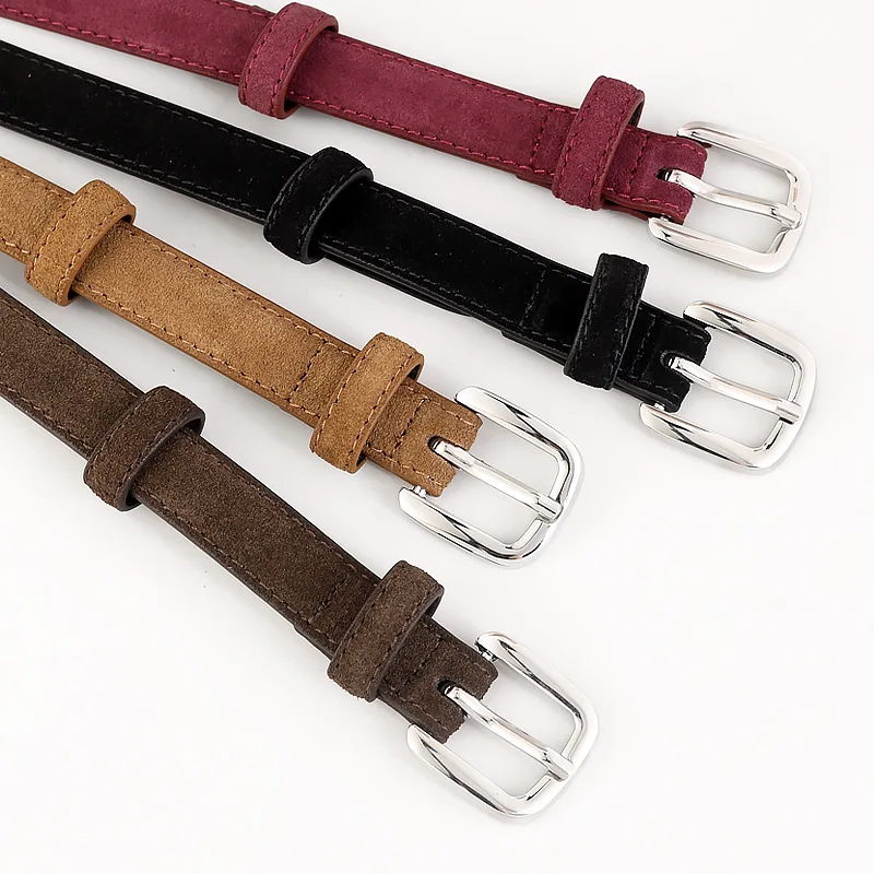 Simple Suede Cowhide Belt for Women Solid Colour Suede Jeans Versatile Accessories Fashionable and High-end Student Belt