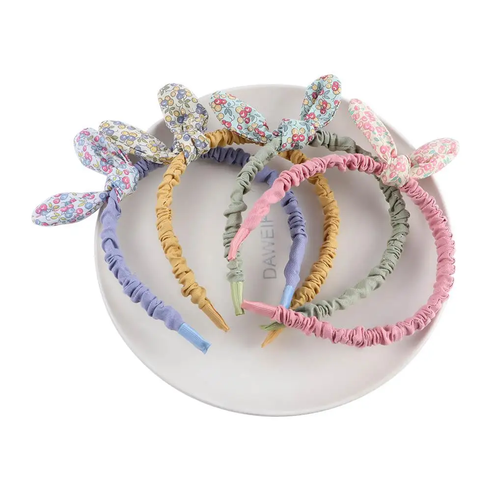 Cute Kids Cloth Girls Hair Accessories Bowknot Headband Hair Hoops Flowers Printed Hairband