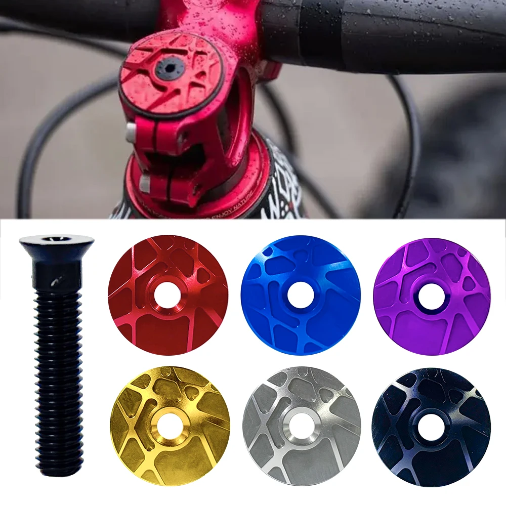 Bike Headset Cap Aluminum 7075 Head-cap Headset Acessories Extra Light CNC Machined Top and Titanium Bolt Stem Cap Bicycle Part - Image 2