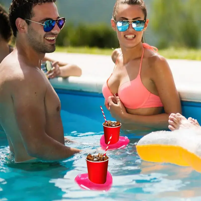 Inflatable Drink Holder Heart Shape Inflatable Cup Holder PVC Inflatable Lightweight Floated Table For Beach PartiesRiver Spa