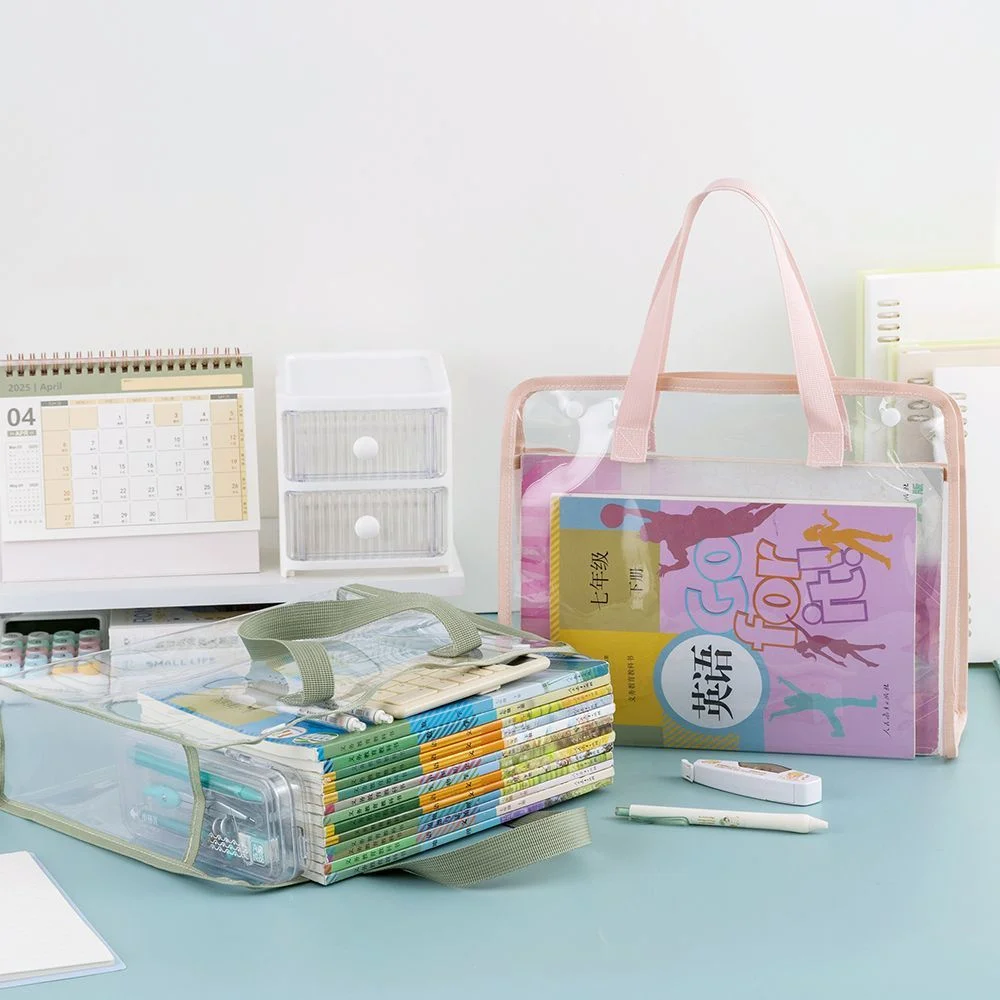 A4 File Organizer Handbag PVC Book Storage Bag Large Capacity Document Folder Business Portable Bags Students Office Supplies