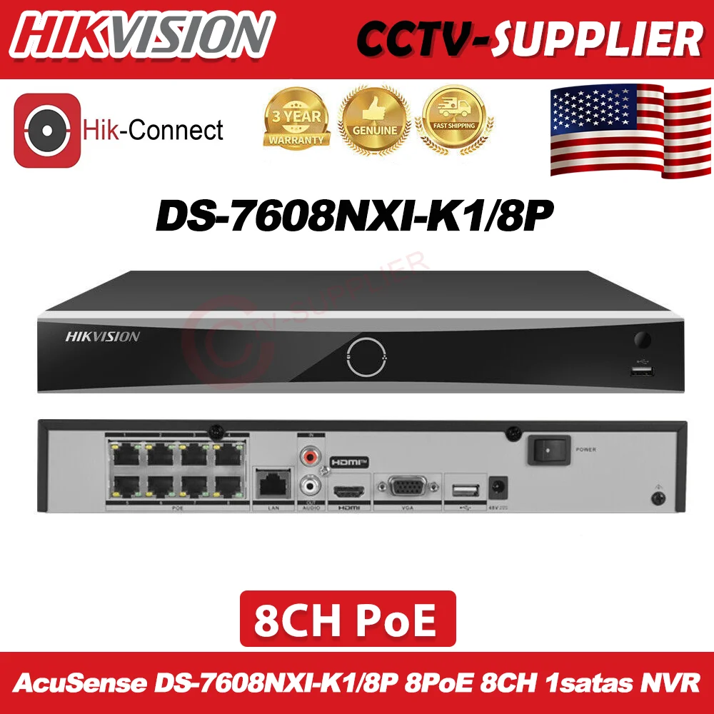

Hikvision 8Channels K-Series 1-Bay 8PoE AI Network Video Recorder