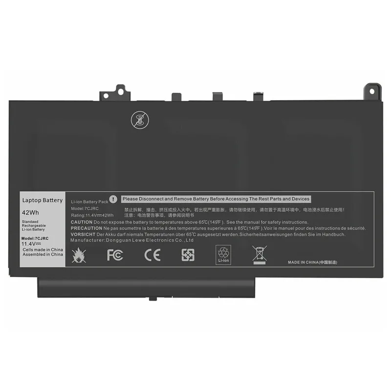 New 11.4V 42Wh 3500mAh 7CJRC Laptop Battery For Dell Latitude E7470 E7270 12 E7470/E7270 Series Notebook 21X15 F1KTM KNM09 3Cell