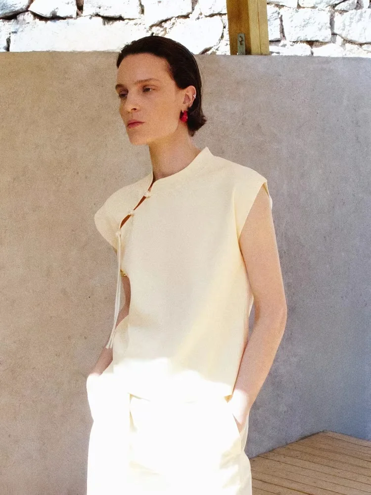 

Новая китайская вязаная жилетка для женщин, летняя, укороченная, из ацетата, модель EBC2SWT004