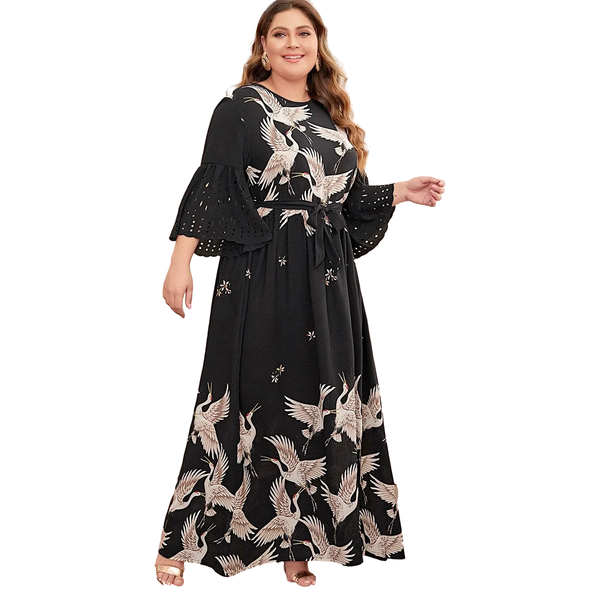 Middle East Muslim plus size fashion hot new Arab Dubai women\'s clothing fashion plus size print dress Long dress Saudi Malaysia