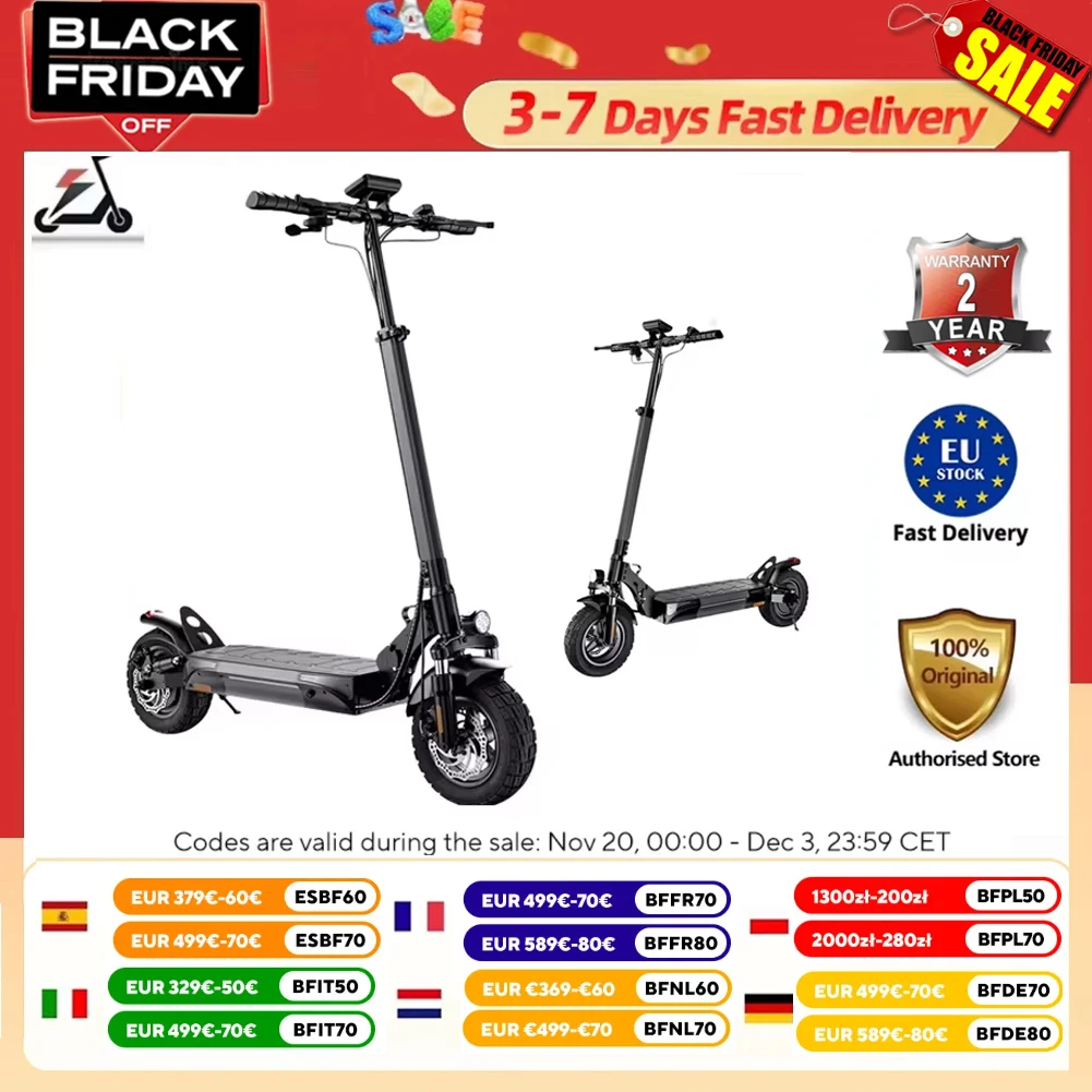 iScooter W9 Electric Scooter 1000W Motor 48V 14Ah Battery 10 inch Tires 45km/h Max Speed 45km Range Front & Rear Disc Brake