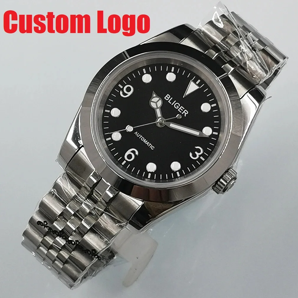 

36mm/39mm BLIGER Black Sterile dial Sapphire glass Luminous Solid steel NH35 Mechanical Automatic Mens Watch