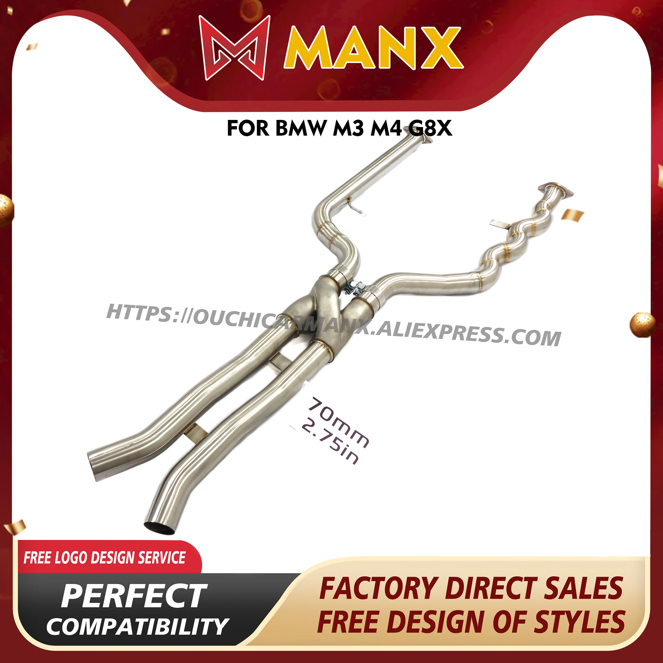 

MANX for BMW M3 M4 G8X Middle pipe SUS304 Exhaust system with Z pipe Enhanced horsepower