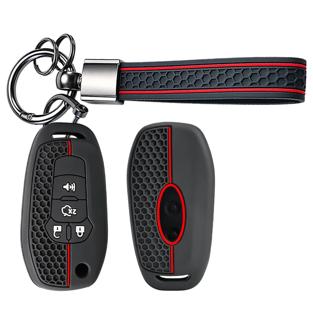 2026 4 Buttons Silicone Car Key Case for Ford Fusion F150 F-150 2015 2016 2017 Folding Keychain Remote Control Accessories Cover