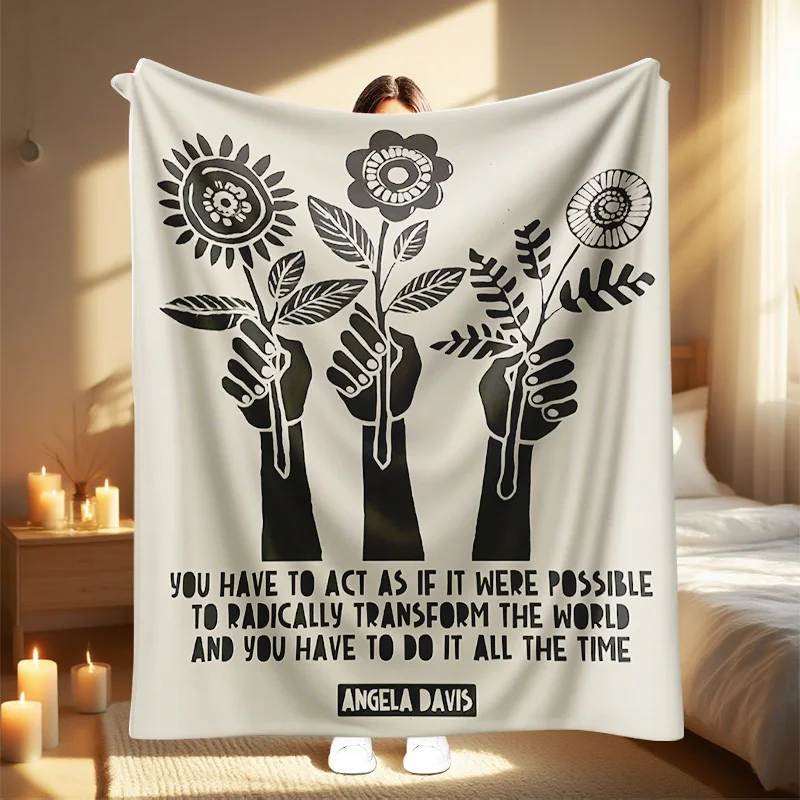 1pc 2025 New Angela Davis Printed Blanket - Soft, Warm, and Perfect for Sofa, Bed, Office Decor, Travel, Halloween Gift, All-Sea