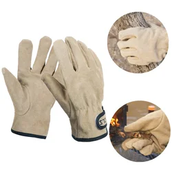 Outdoor BBQ Gloves Two Layers Leather Fire Heat Resistant Kitchen Cooking Oven Mitts Anti Slip Hard Wearing Clamping Glove Stove