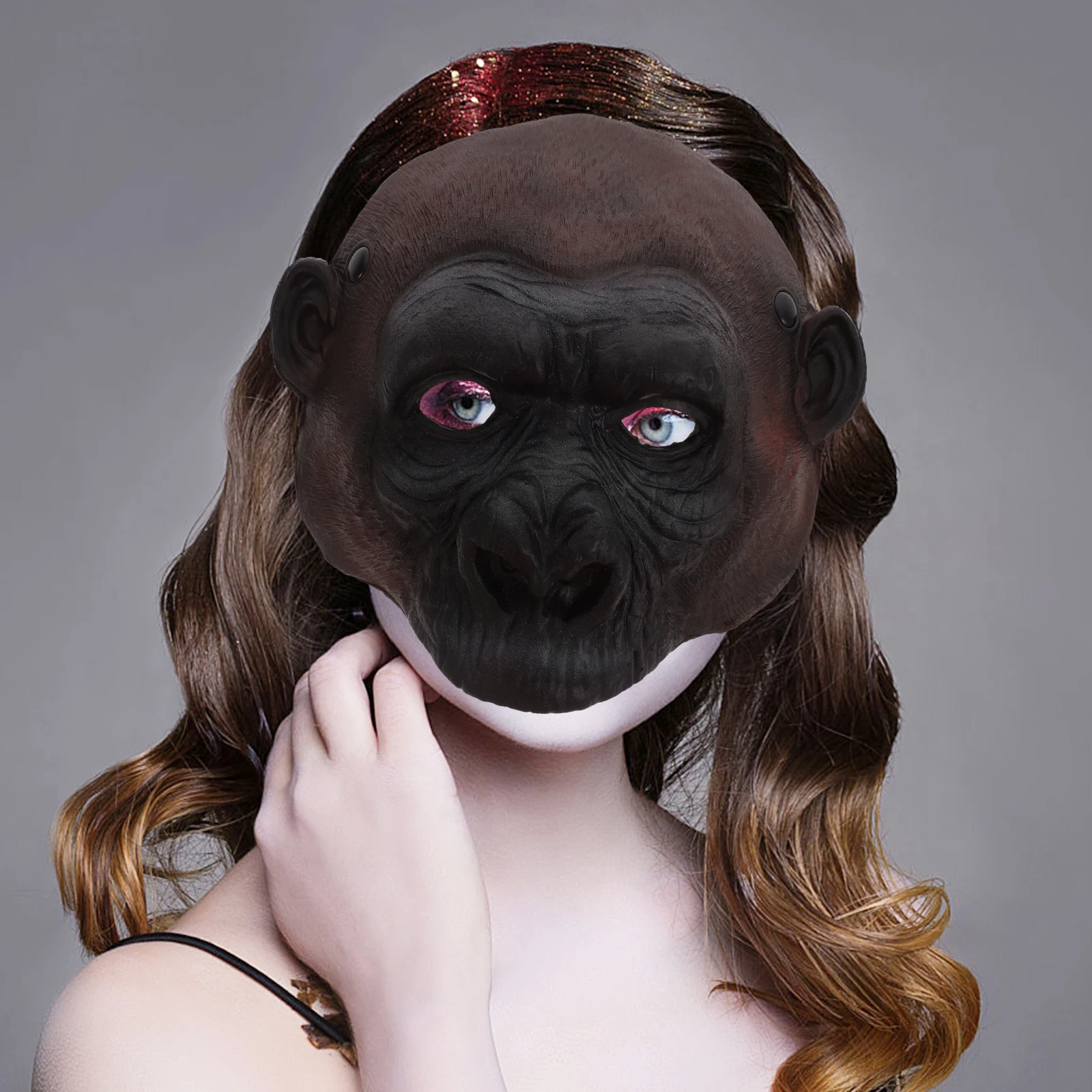 

Gorilla Halloween Mask Scary Cosplay Party Costume Animal Design Decorative Prop Halloween Mask Cosplay Prop Costume Accessory