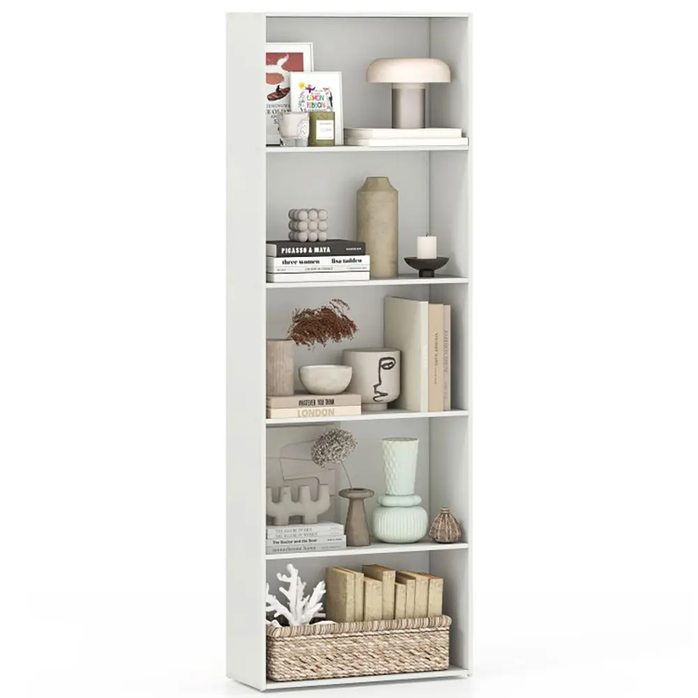 23.5 x 9.5 x 67 Inch 5-Shelf Multi-Functional Wood Bookcase for Home Office