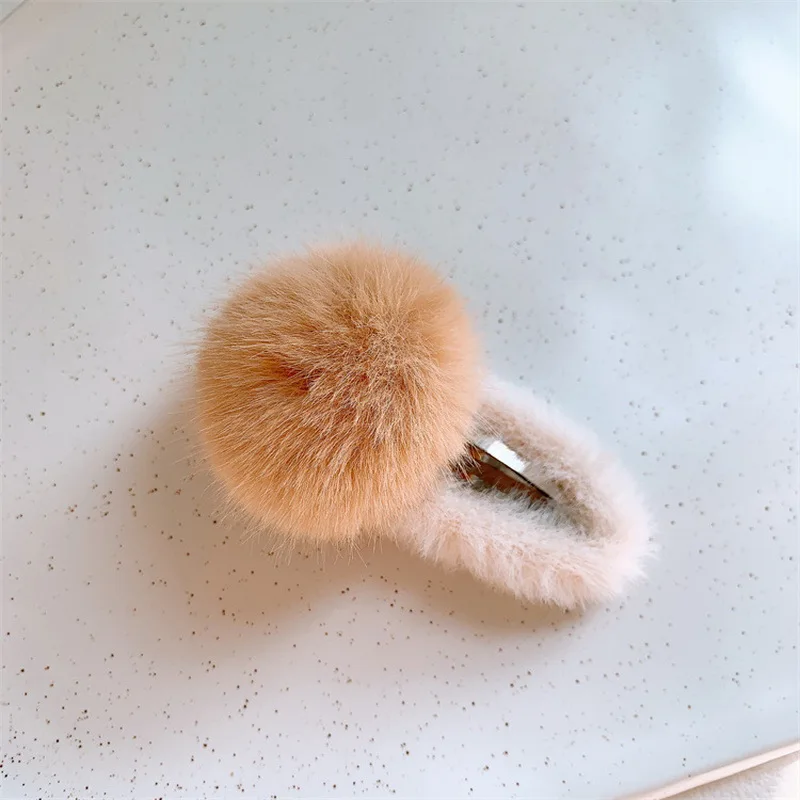 2024 Cute Furry Hair Clip For Kids Fluffy Ball Barrette Girls Plush Hairclip Baby Pompoms Hair Tie elastic hair rope headdress