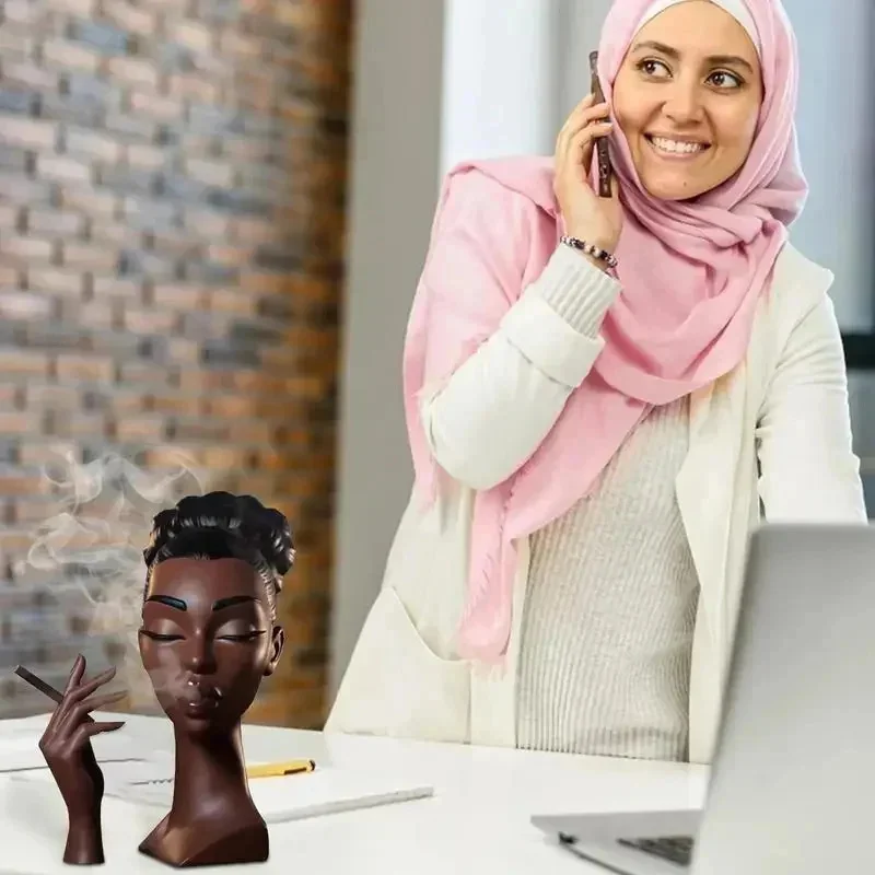 Light Luxury Black Woman Portrait Incense Burner Decoration Creative Design Handmade Incense Burner Art Statue Ornament