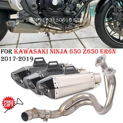 Full Systems For Kawasaki ER6N ER6F Versys 650 Z650 Ninja650 2012 - 2019 Motorcycle Exhaust Escape DB Killer Front Mid Link Pipe