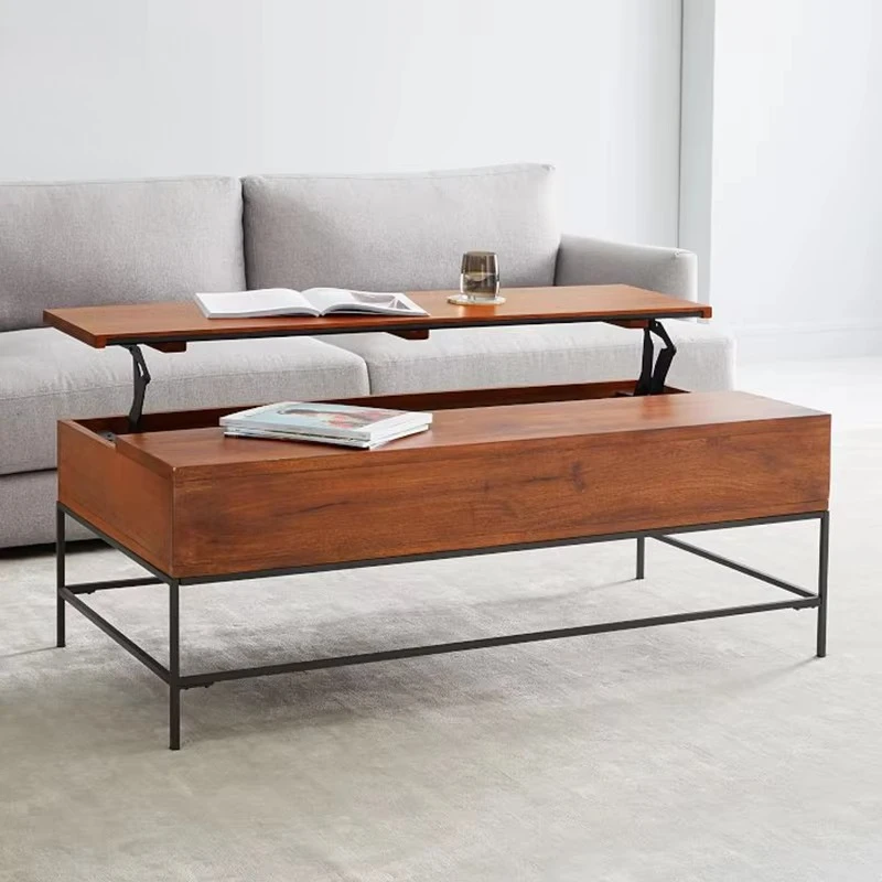 

#Modern Lift Top Coffee Table Multifunctional Storage Nesting Table Light Luxury Living Room Solid Wood Center Table
