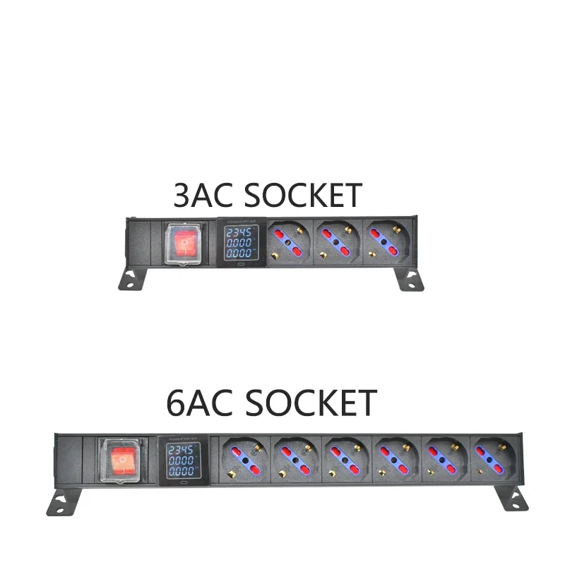 PDU power strip network cabinet rack C14 port desktop German Italian socket 1-9AC With ammeter wireless socket