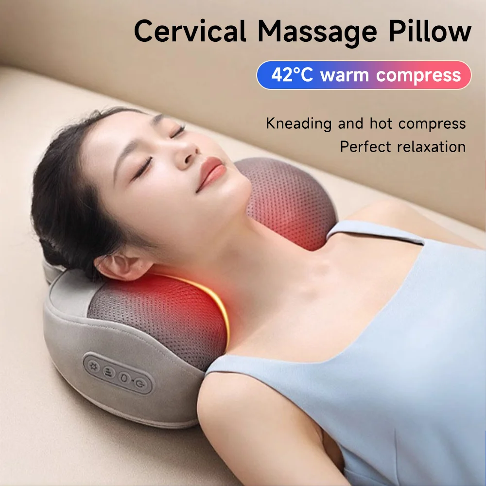 

Электрическая нагревательная подушка для массажа шеи, горячий компресс, массаж шеи, расслабляющая подушка для сна, поддержка позвоночника, здоровье